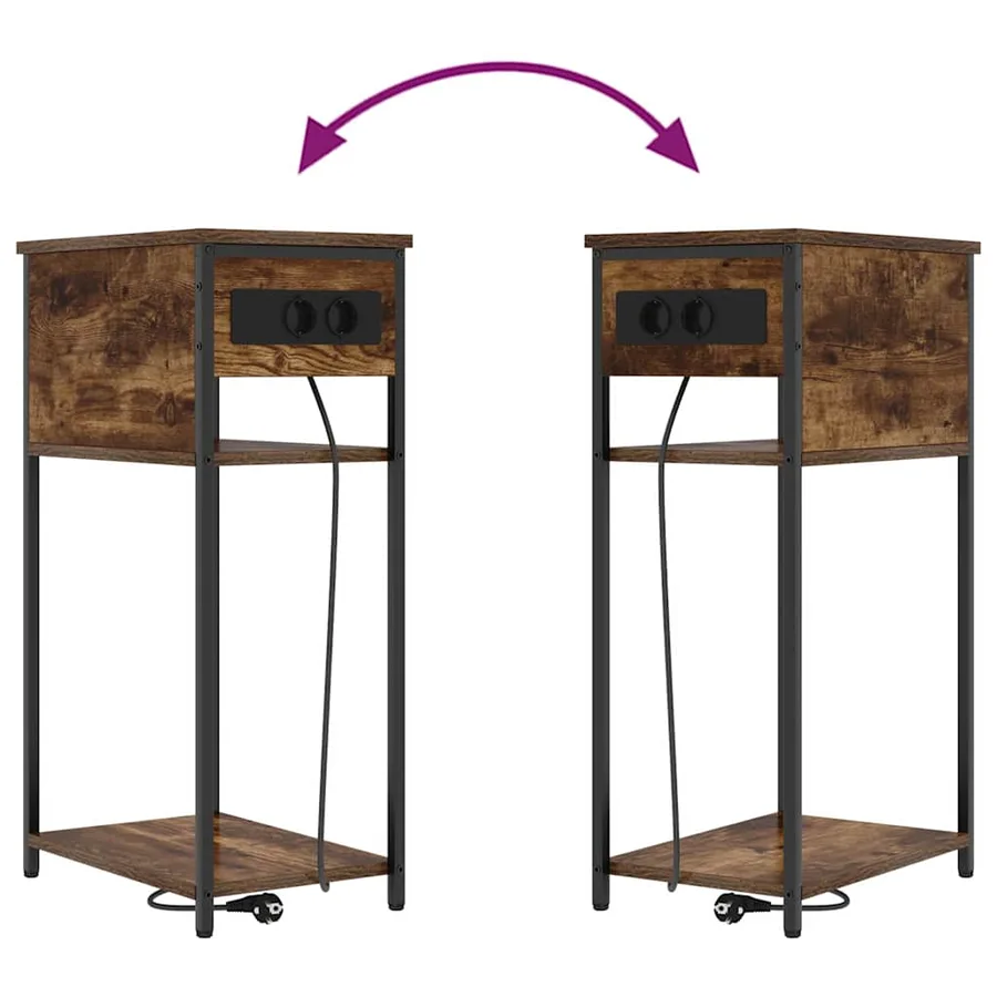 Cabinet de chevet Chêne fumé 41 x 28 x 76 cm Bois d'ingénierie - 13