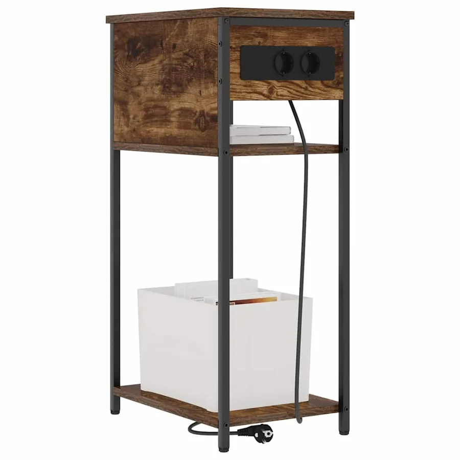 Cabinet de chevet Chêne fumé 41 x 28 x 76 cm Bois d'ingénierie - 3