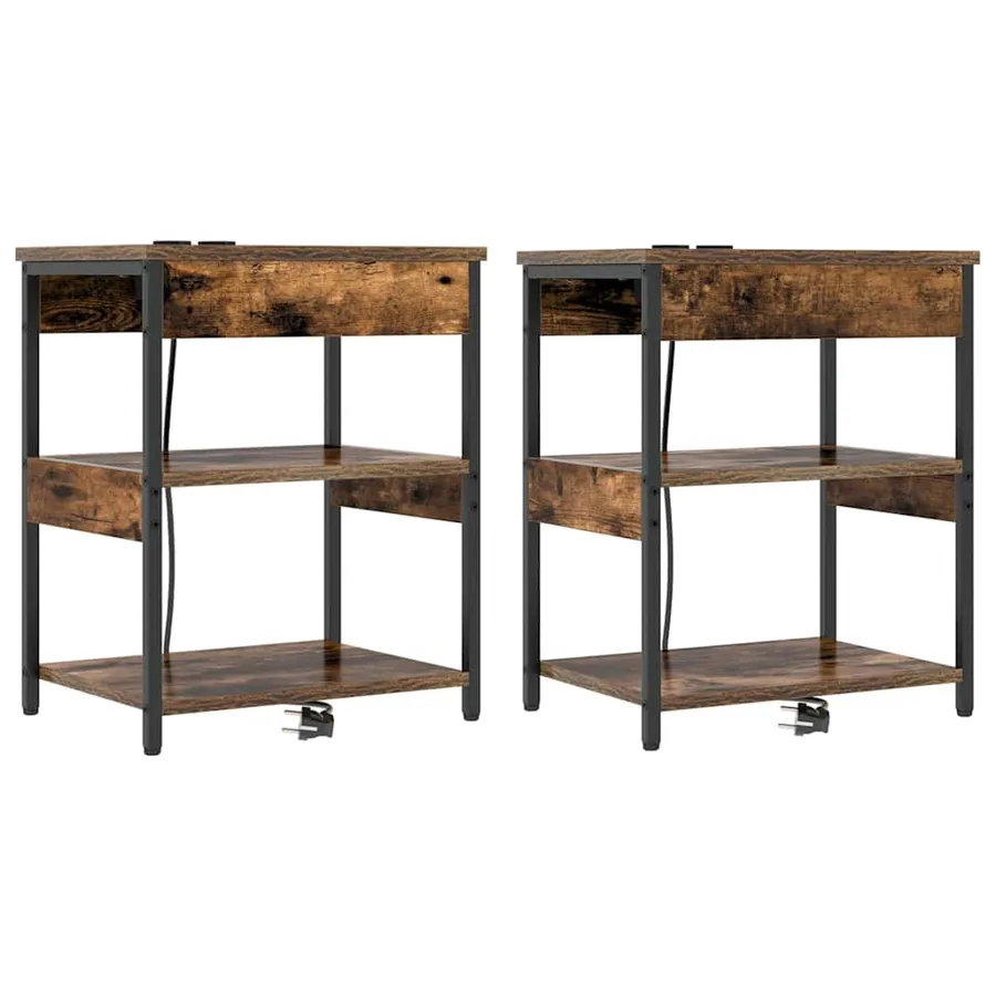 Cabinet de chevet 2 pcs Chêne fumé 41 x 31 x 51 cm - 2