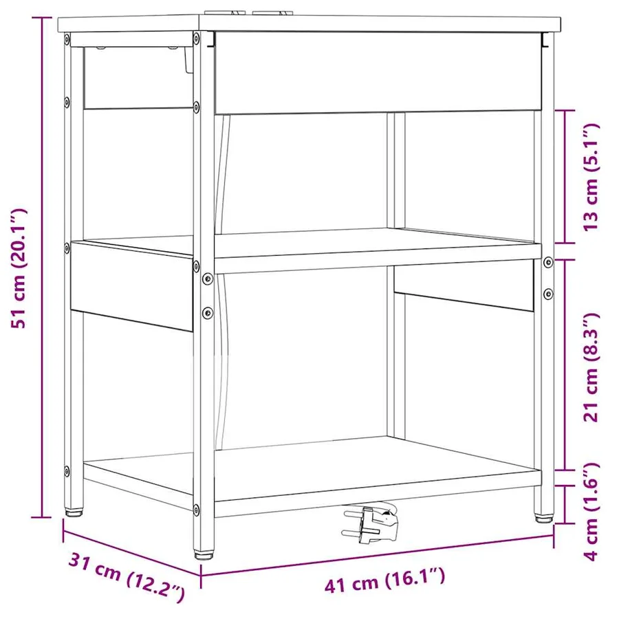 Cabinet de chevet 2 pcs Gris Sonoma 41 x 31 x 51 cm - 14