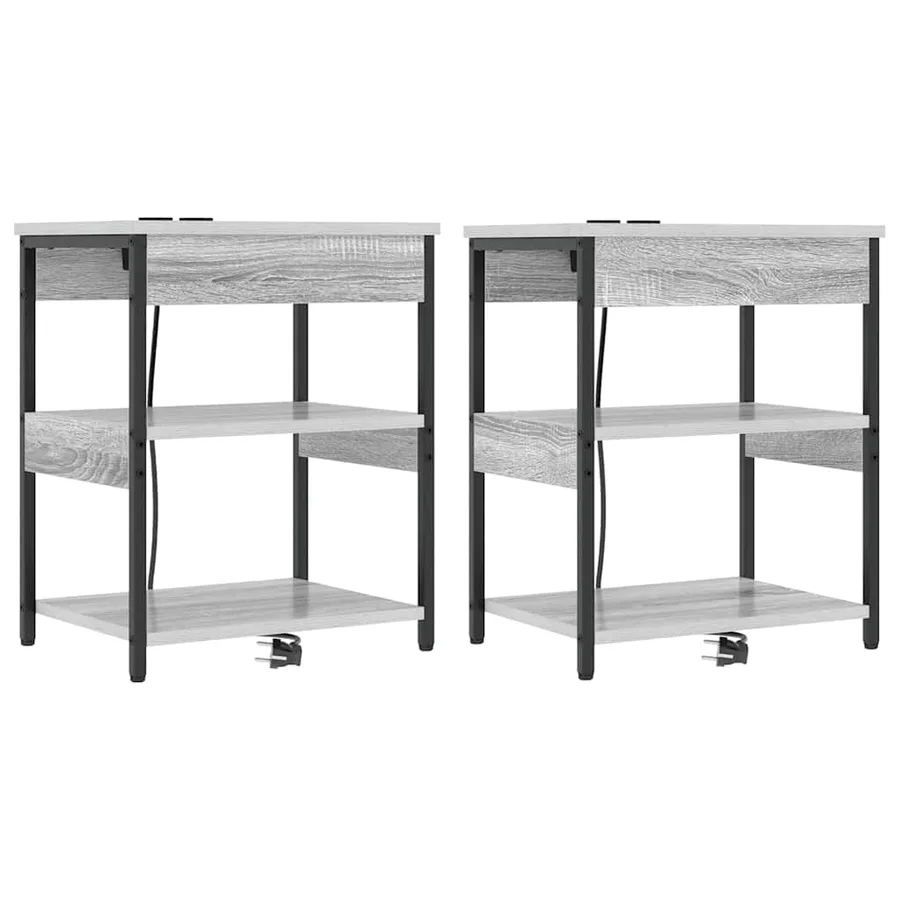 Cabinet de chevet 2 pcs Gris Sonoma 41 x 31 x 51 cm - 2