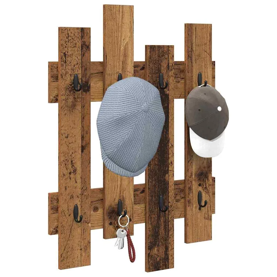 Porte-manteau mural Montage mural Bois ancien 60 x 3 x 82 cm - 3
