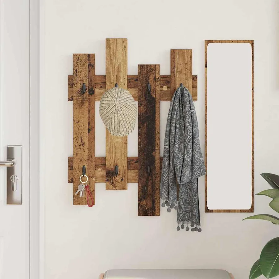 Porte-manteau mural Montage mural Bois ancien 60 x 3 x 82 cm - 4