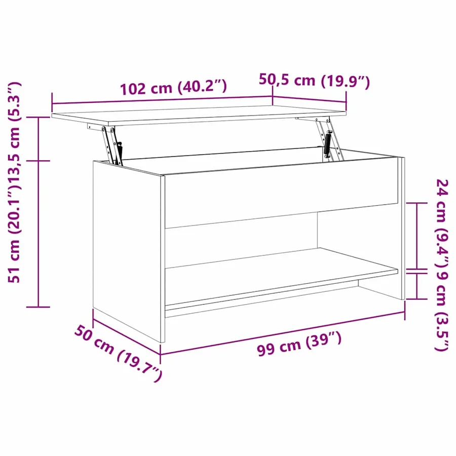 Table basse Chêne artisanal 80 x 50,5 x 41,5 cm - 12