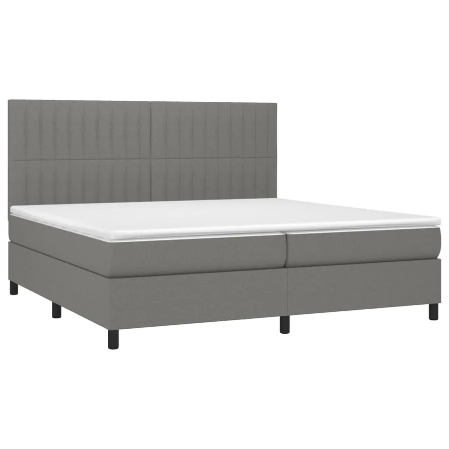 Sommier à lattes de lit et matelas et LED Gris foncé 200x200 cm - 3