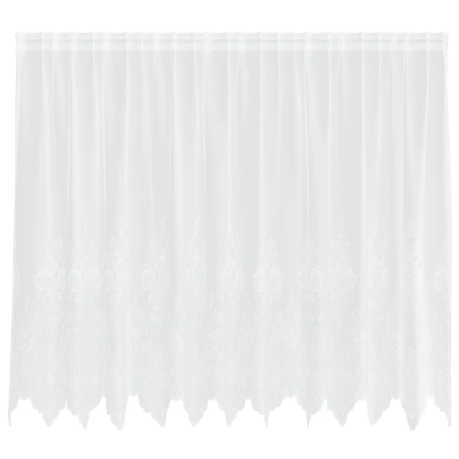Rideau en Dentelle Floral Blanc 160 x 300 cm Polyester - 2