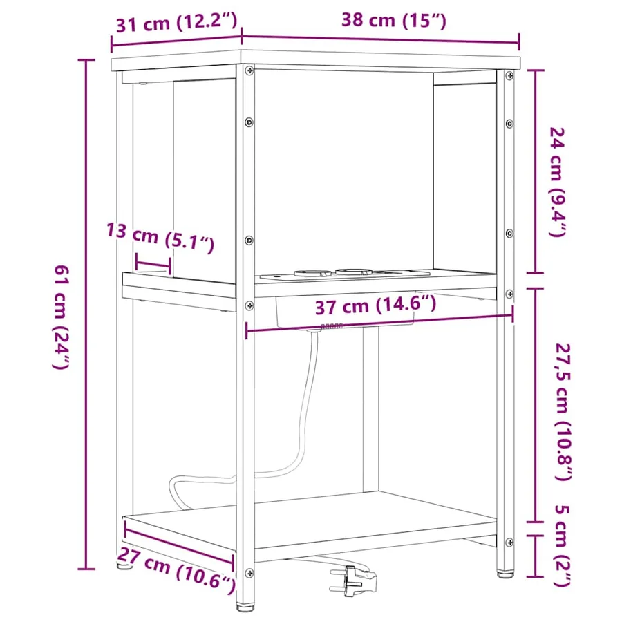 Cabinet de chevet 2 pcs Chêne noir 38 x 31 x 61 cm - 14