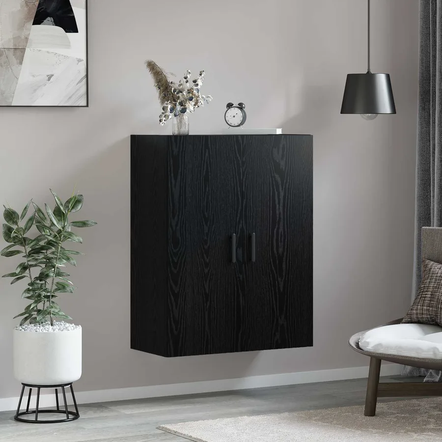 Meuble mural Chêne noir 69,5 x 34 x 90 cm Bois d'ingénierie - 4