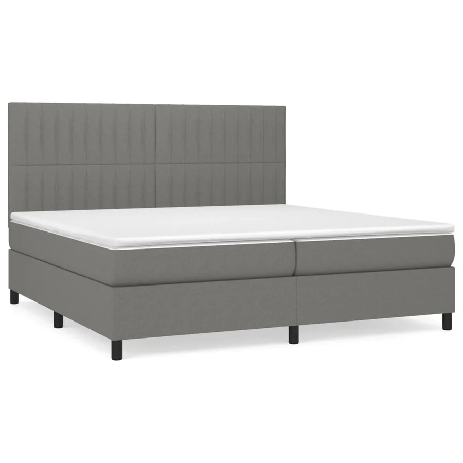 Sommier à lattes de lit avec matelas Gris foncé 200x200cm Tissu - 2