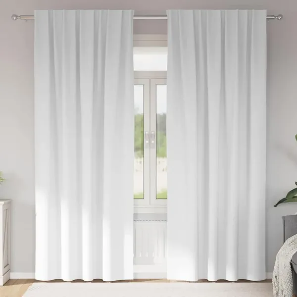 Rideaux occultants avec anneaux 2 pcs Blanc pur 245 x 140 cm