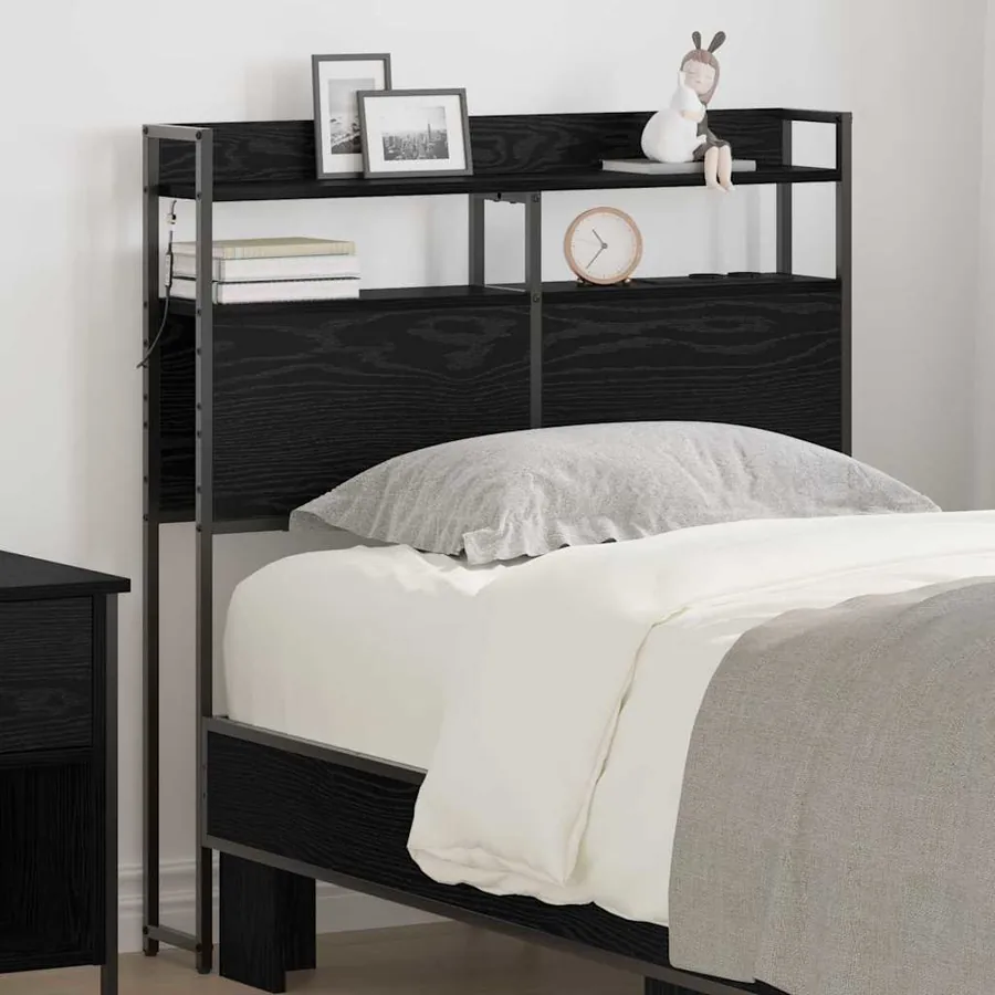 Tête de lit de rangement Chêne noir Bois d'ingénierie