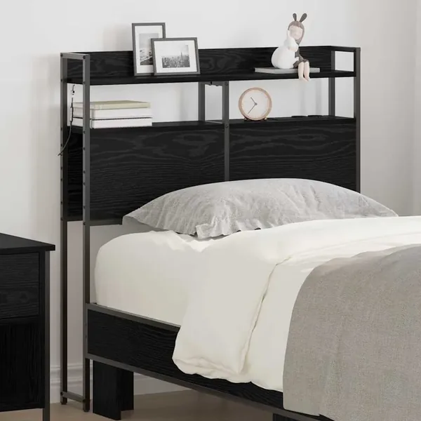 Tête de lit de rangement Chêne noir Bois d'ingénierie