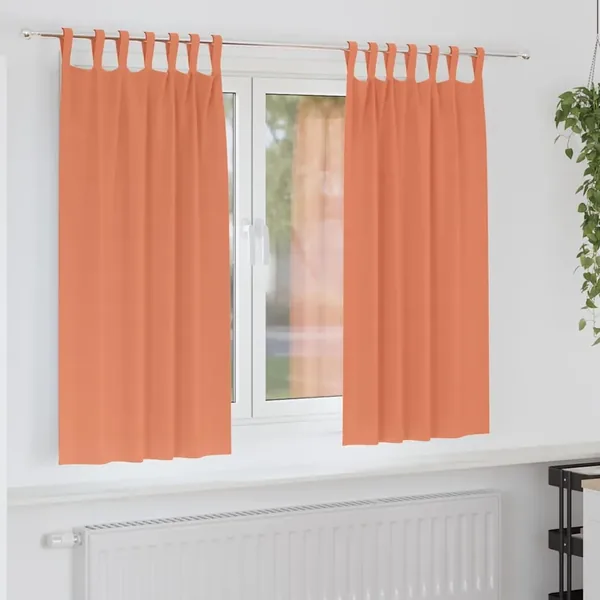 Rideaux occultants avec anneaux 2 pcs Couleur terre cuite