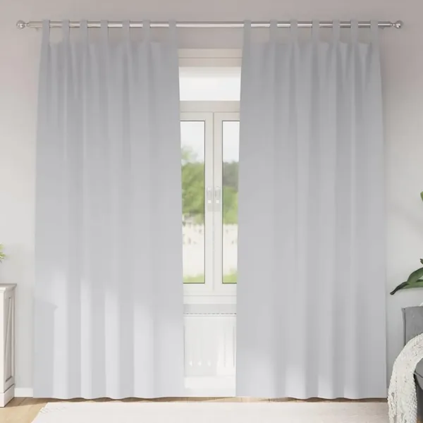 Rideaux occultants avec anneaux 2 pcs Gris pâle 225 x 140 cm