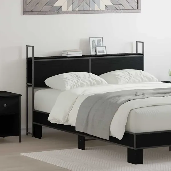 Headboard de Rangement avec Station de Charge Chêne noir