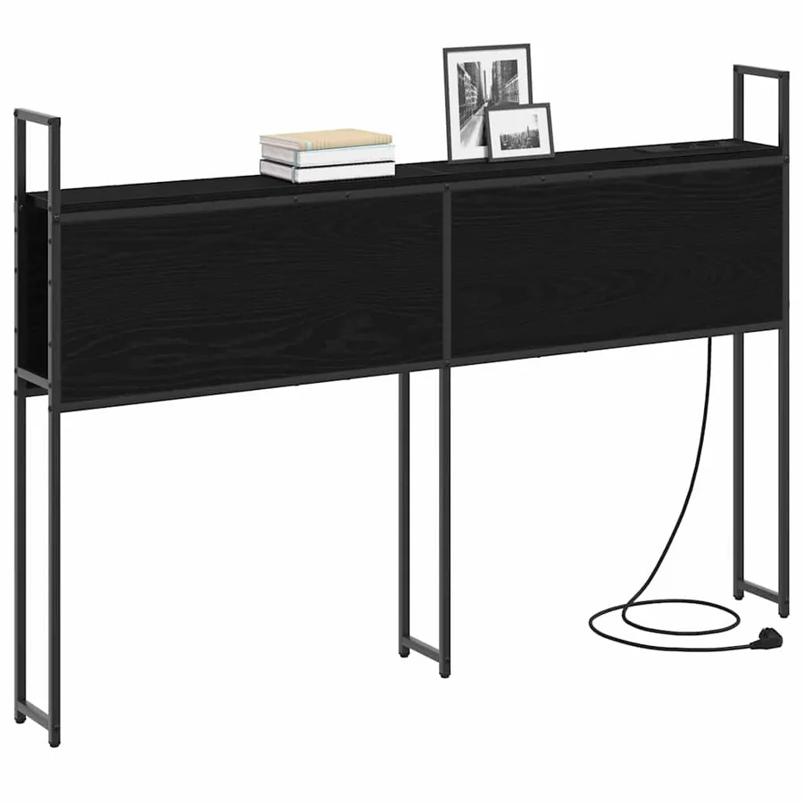 Headboard de Rangement avec Station de Charge Chêne noir - 3