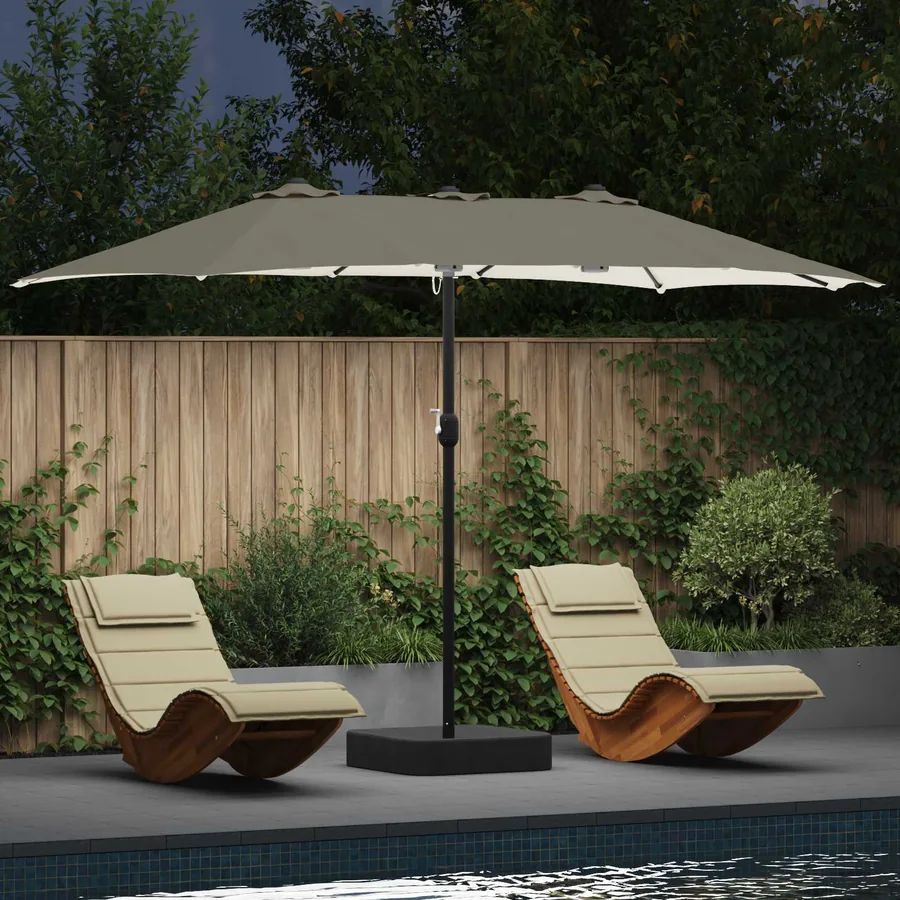 Parasol de jardin Sable et anthracite 385 x 209 x 244 cm