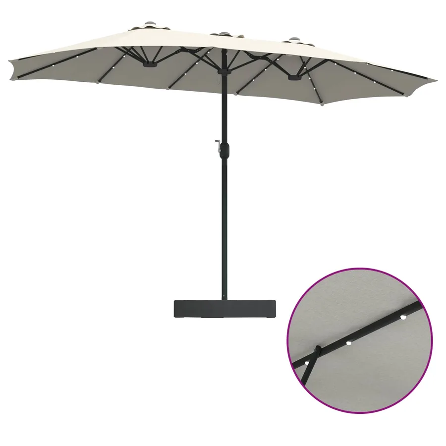 Parasol de jardin Sable et anthracite 385 x 209 x 244 cm - 10