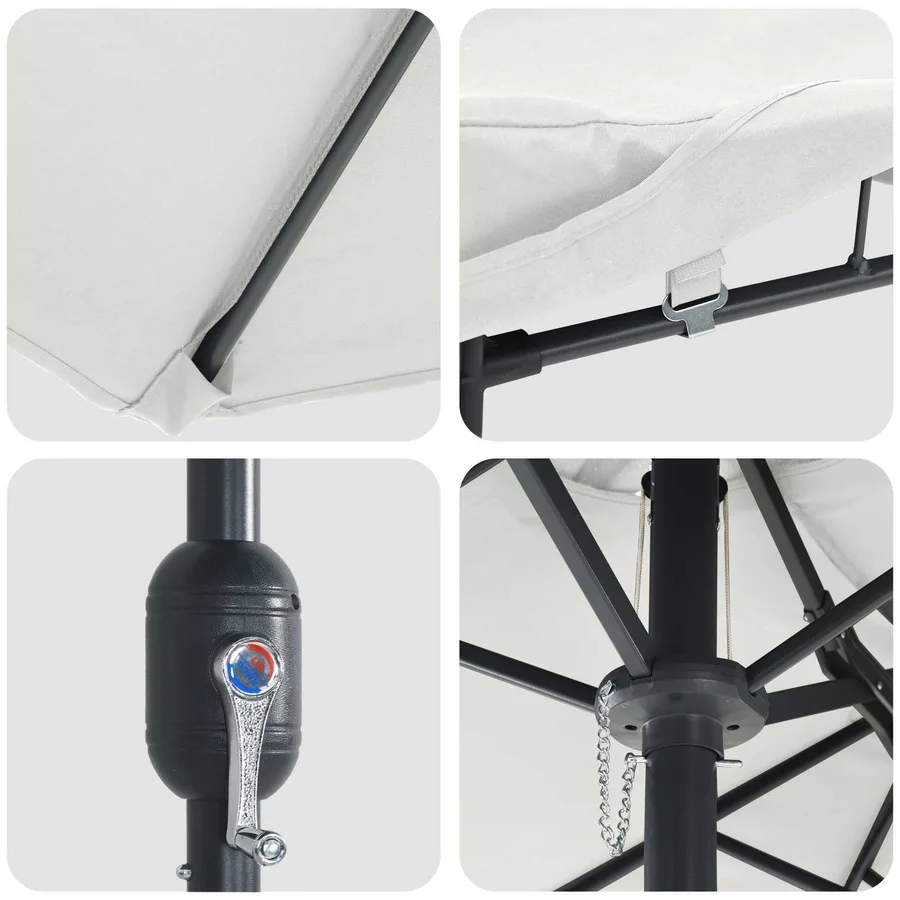 Parasol de jardin Sable et anthracite 385 x 209 x 244 cm - 7