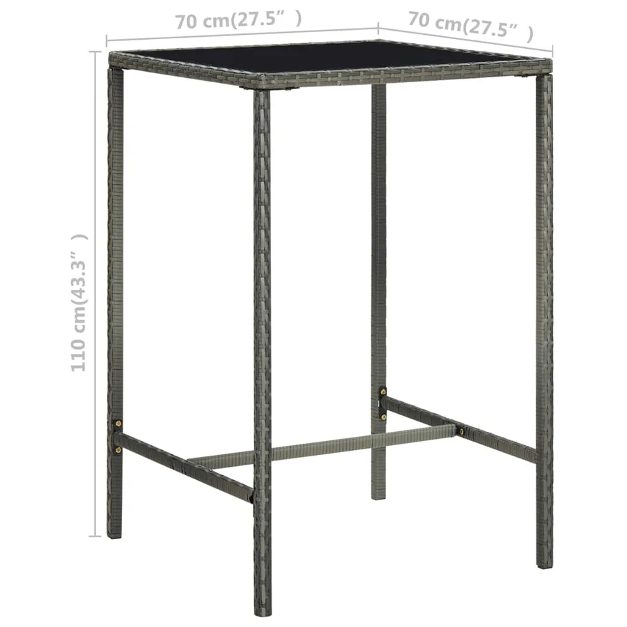 Ensemble de bar de jardin 5 pcs Résine tressée Gris - 11