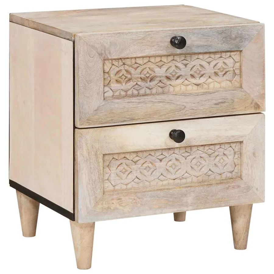 Table de chevet Blanc 40 x 33 x 46 cm Bois d'ingénierie