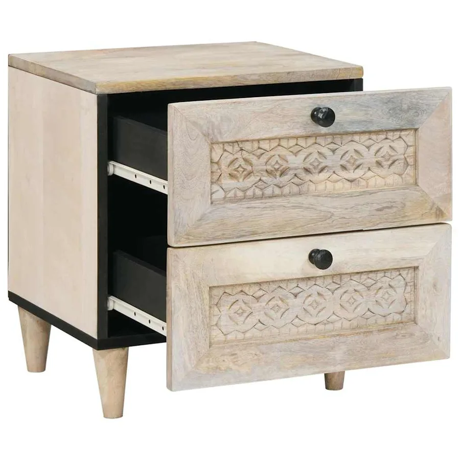 Table de chevet Blanc 40 x 33 x 46 cm Bois d'ingénierie - 2