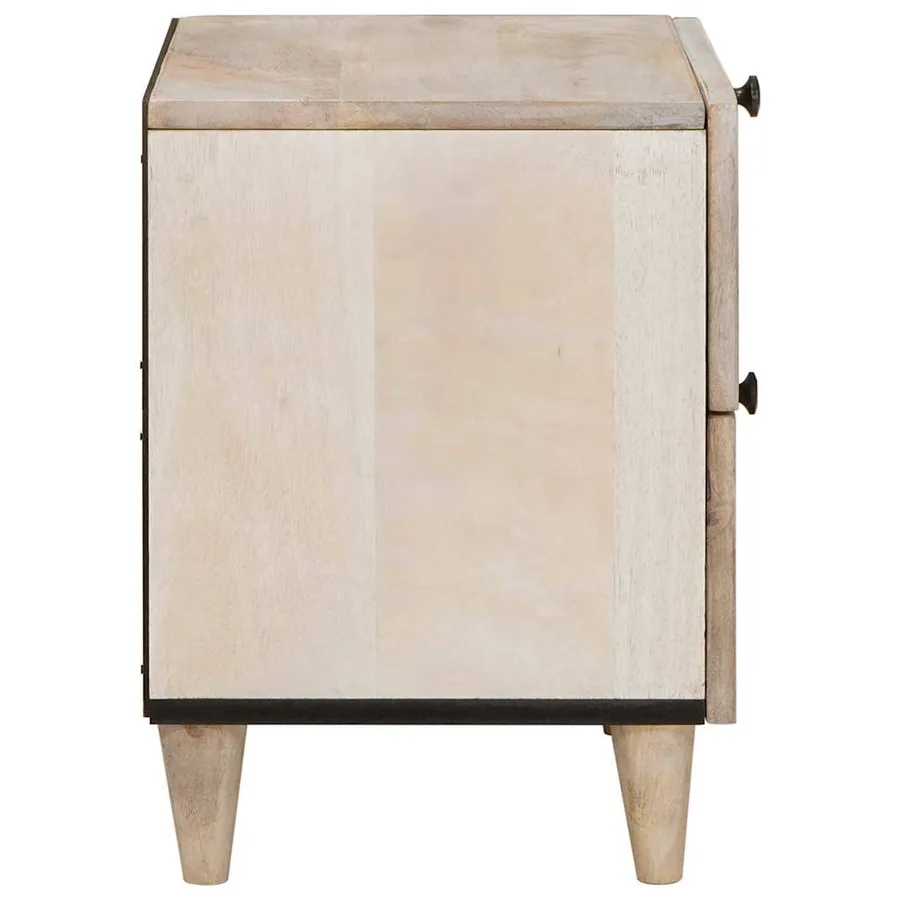 Table de chevet Blanc 40 x 33 x 46 cm Bois d'ingénierie - 4