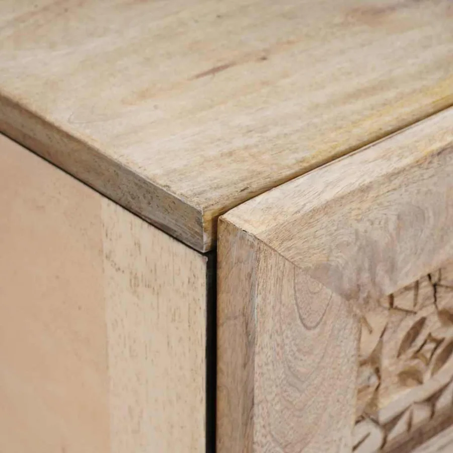 Table de chevet Blanc 40 x 33 x 46 cm Bois d'ingénierie - 6