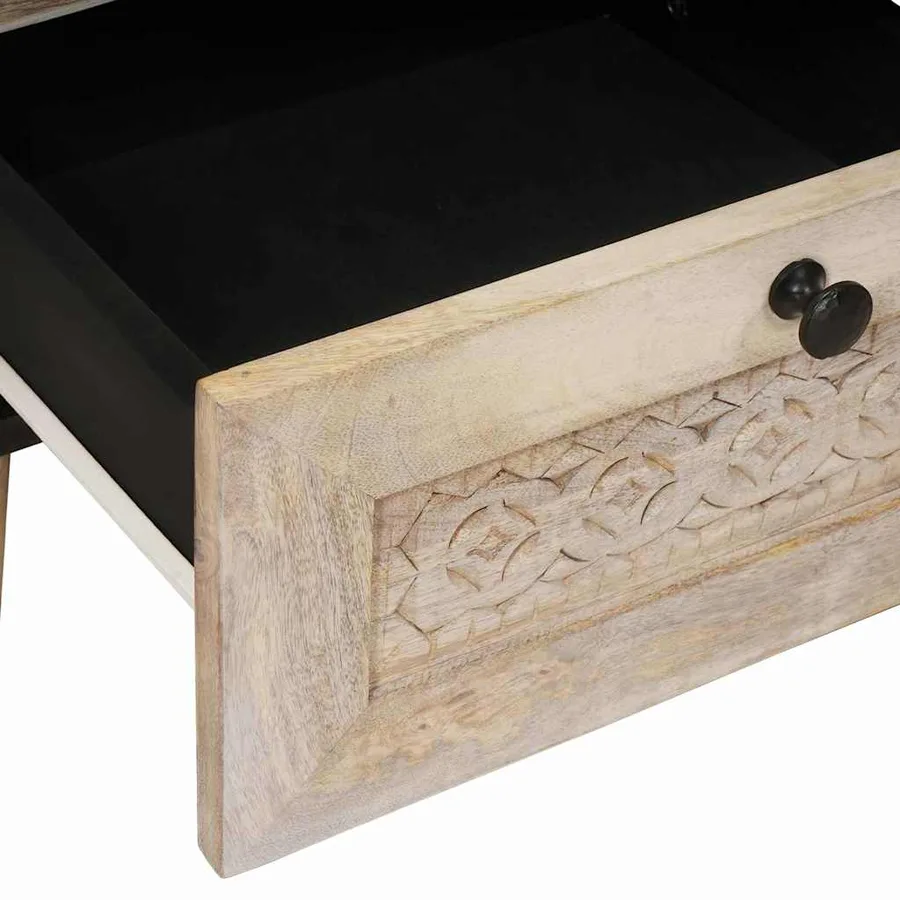Table de chevet Blanc 40 x 33 x 46 cm Bois d'ingénierie - 7
