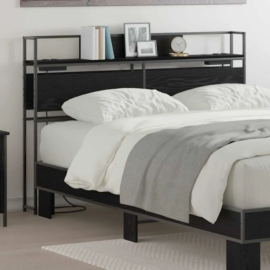Tête de lit de rangement Chêne noir Bois d'ingénierie