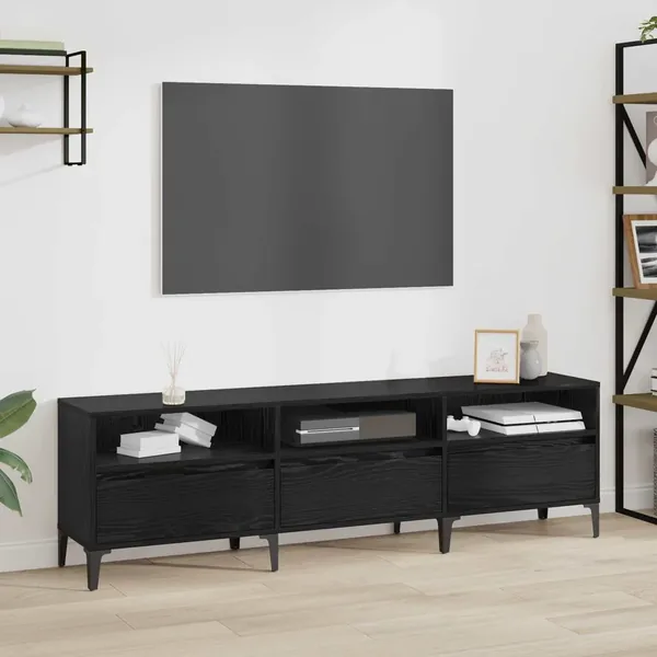Meuble TV Chêne noir 150 x 30 x 45 cm Bois d'ingénierie et fer