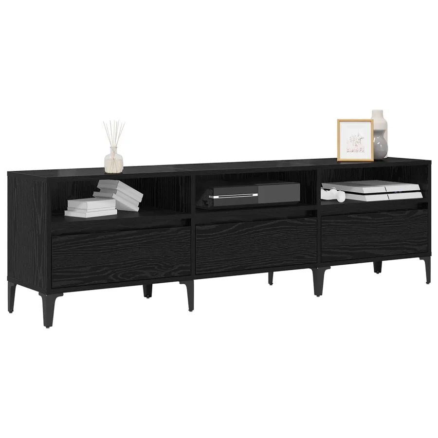 Meuble TV Chêne noir 150 x 30 x 45 cm Bois d'ingénierie et fer - 3