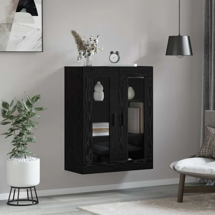 Meuble mural Noir 69,5 x 34 x 90 cm Bois d'ingénierie - 4