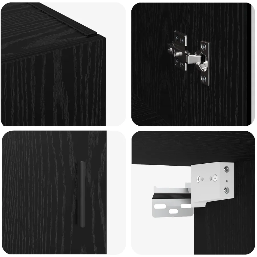 Meuble mural Noir 69,5 x 34 x 90 cm Bois d'ingénierie - 9