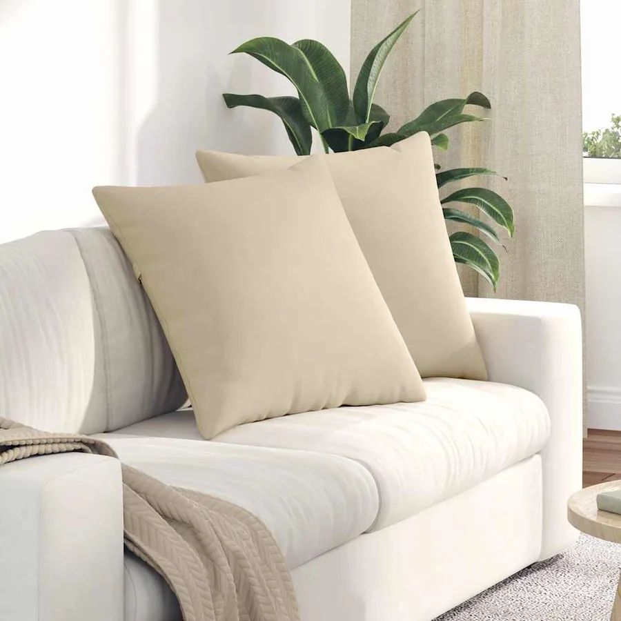 Coussins de canapé 2 pcs Crème 80 x 80 cm tissu