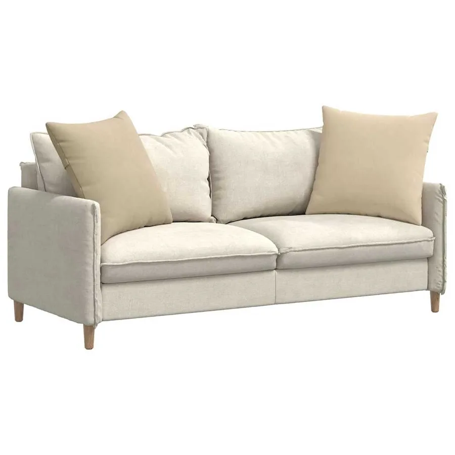 Coussins de canapé 2 pcs Crème 80 x 80 cm tissu - 3