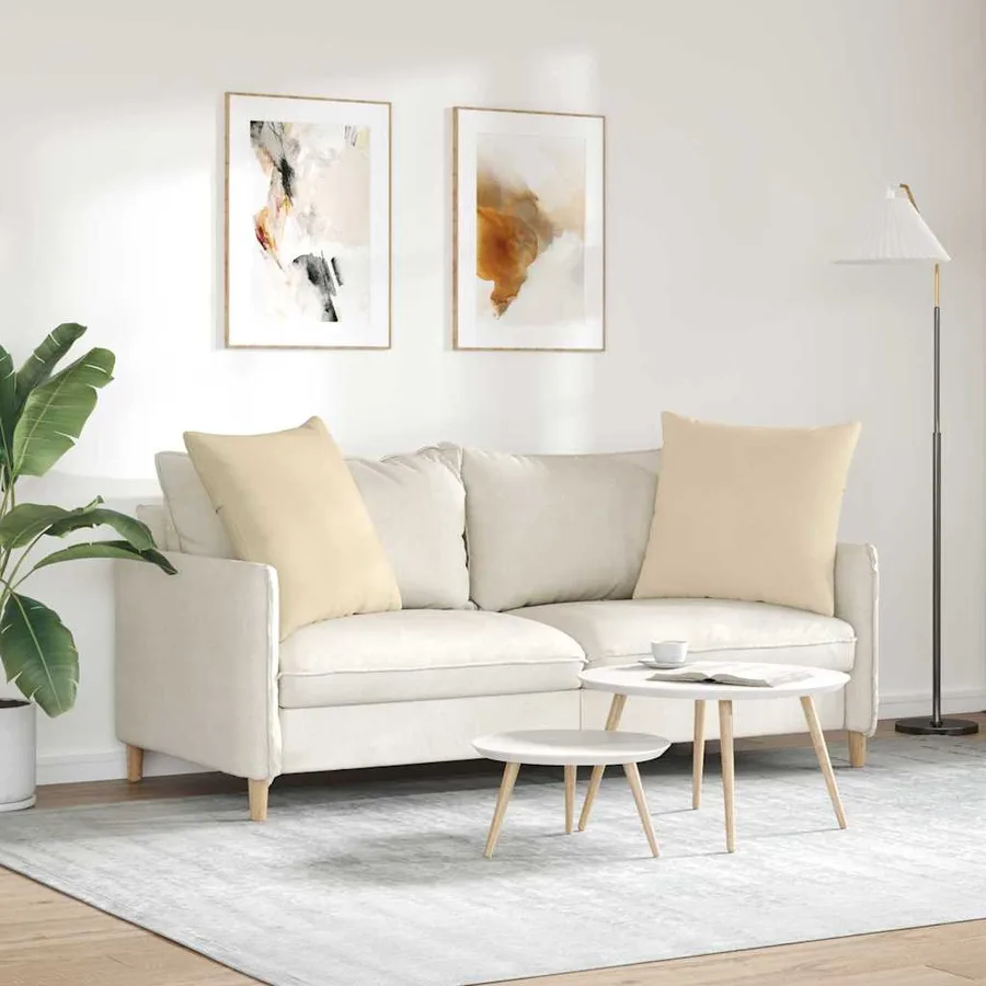 Coussins de canapé 2 pcs Crème 80 x 80 cm tissu - 4