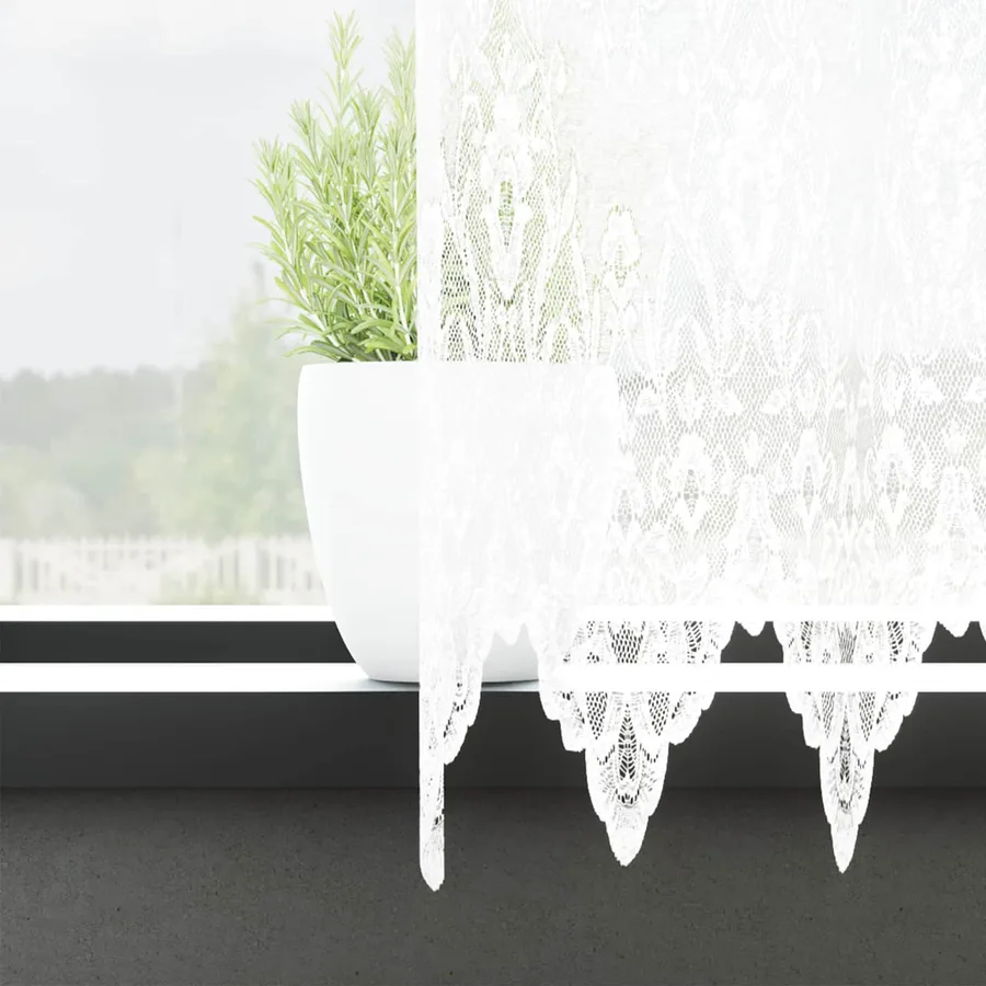 Rideau en Dentelle Floral Blanc 120 x 1200 cm Polyester - 3