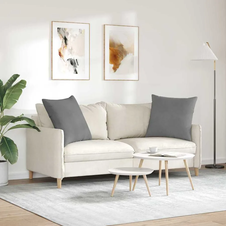 Coussins de canapé 2 pcs Gris foncé 80 x 80 cm tissu - 4