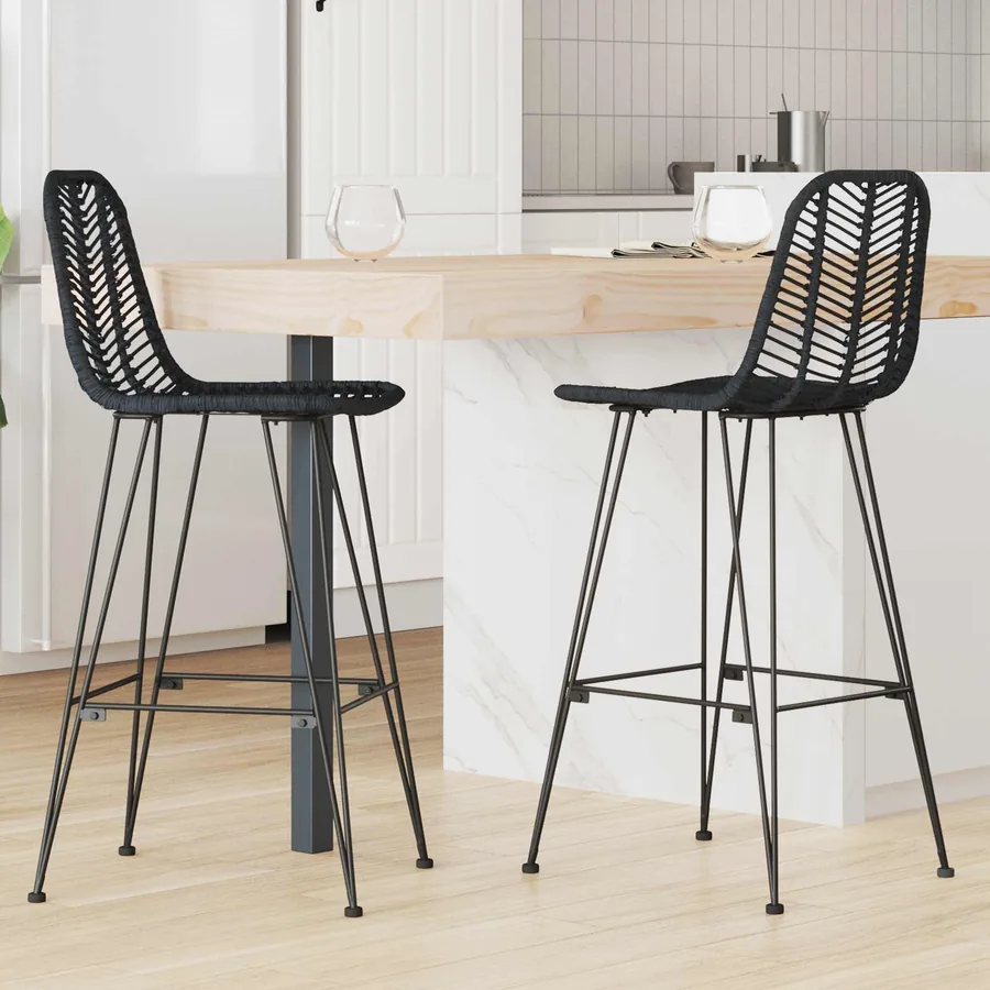 Chaise de bar 2 pcs 44 x 52 x 111 cm Rotin et métal