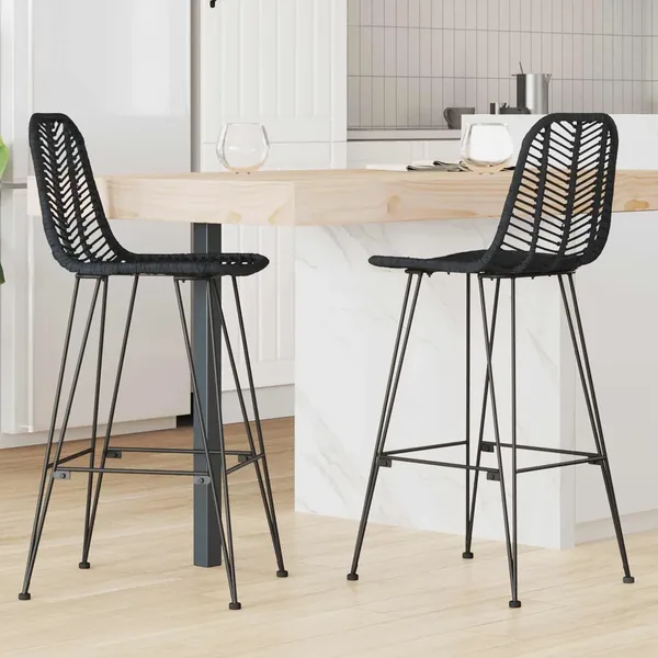 Chaise de bar 2 pcs 44 x 52 x 111 cm Rotin et métal