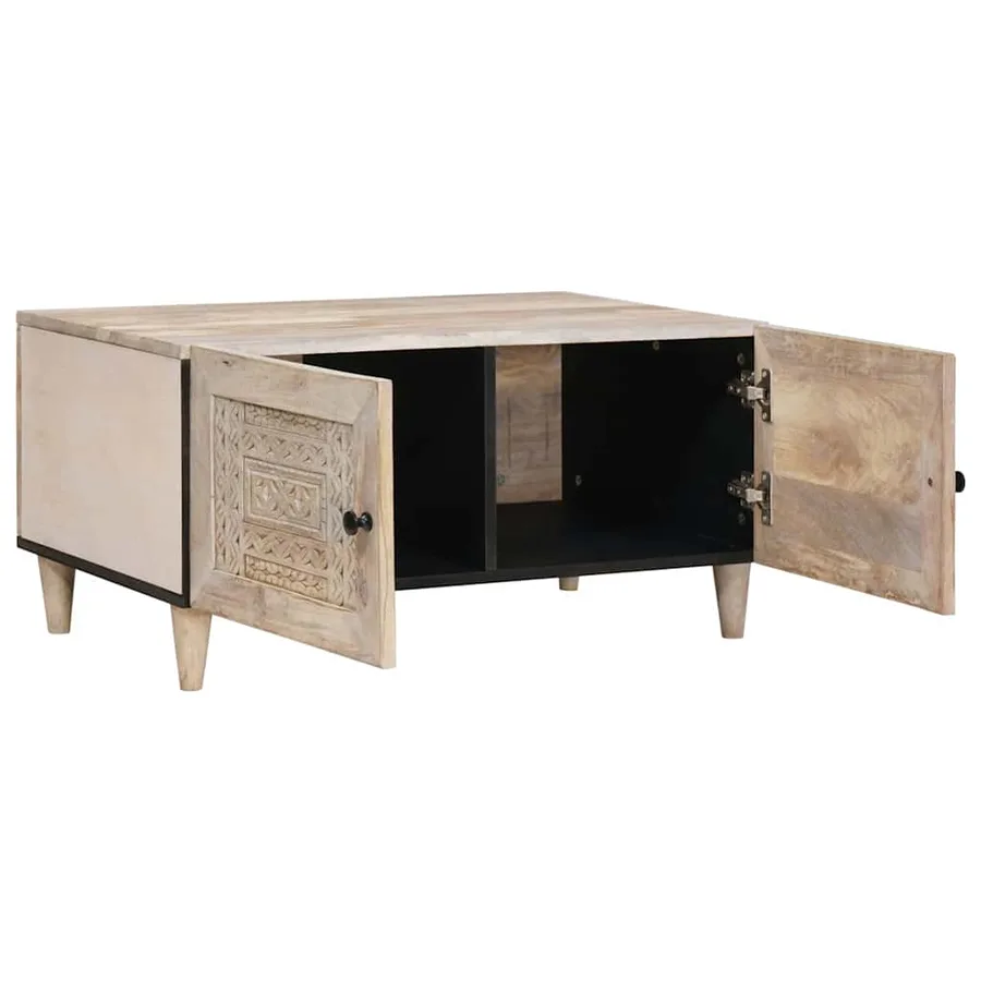Table basse Blanc 80 x 54 x 40 cm Bois d'ingénierie - 2