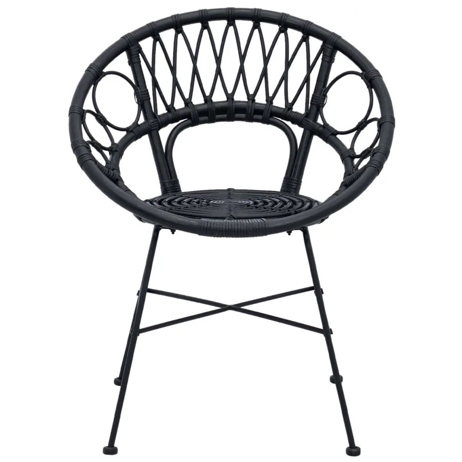 Chaise de salle à manger 2 pcs Rotin et métal Noir - 5