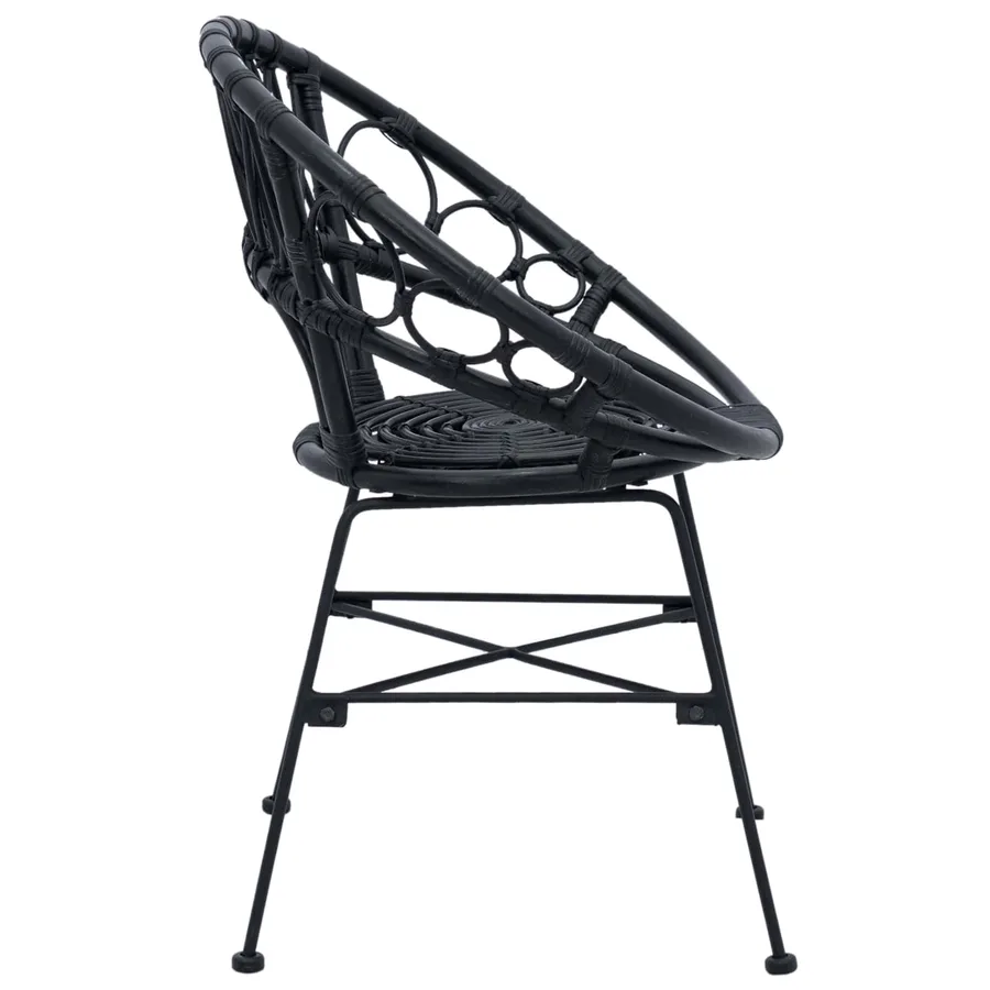 Chaise de salle à manger 2 pcs Rotin et métal Noir - 6