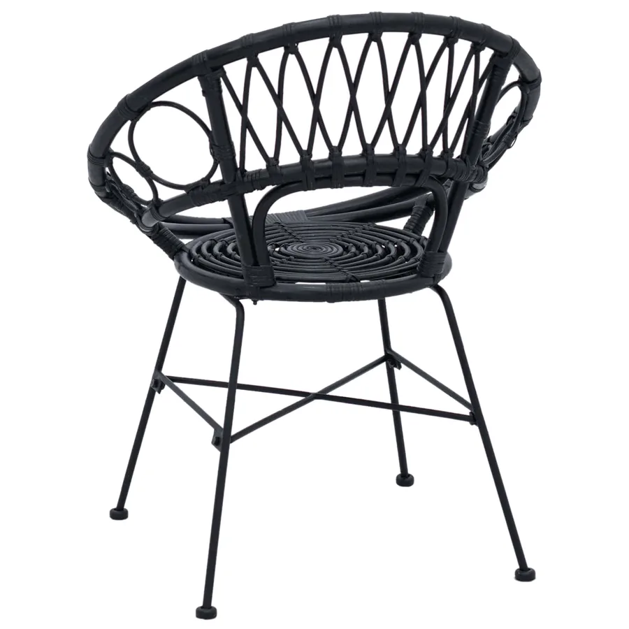 Chaise de salle à manger 2 pcs Rotin et métal Noir - 7