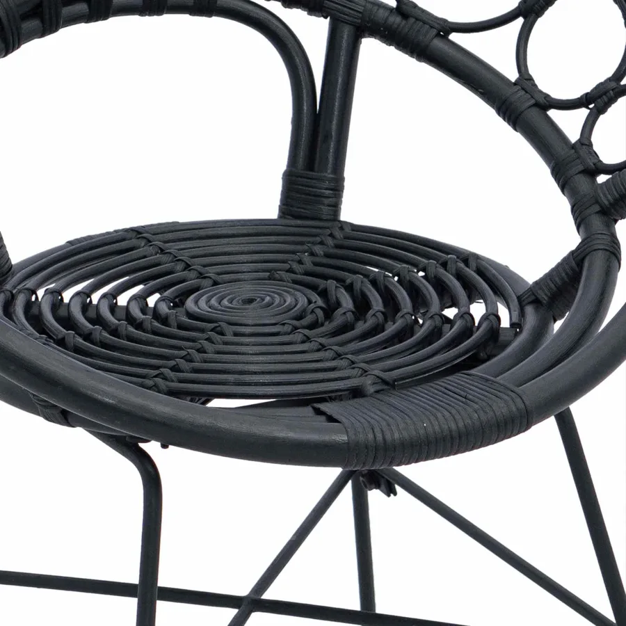 Chaise de salle à manger 2 pcs Rotin et métal Noir - 9