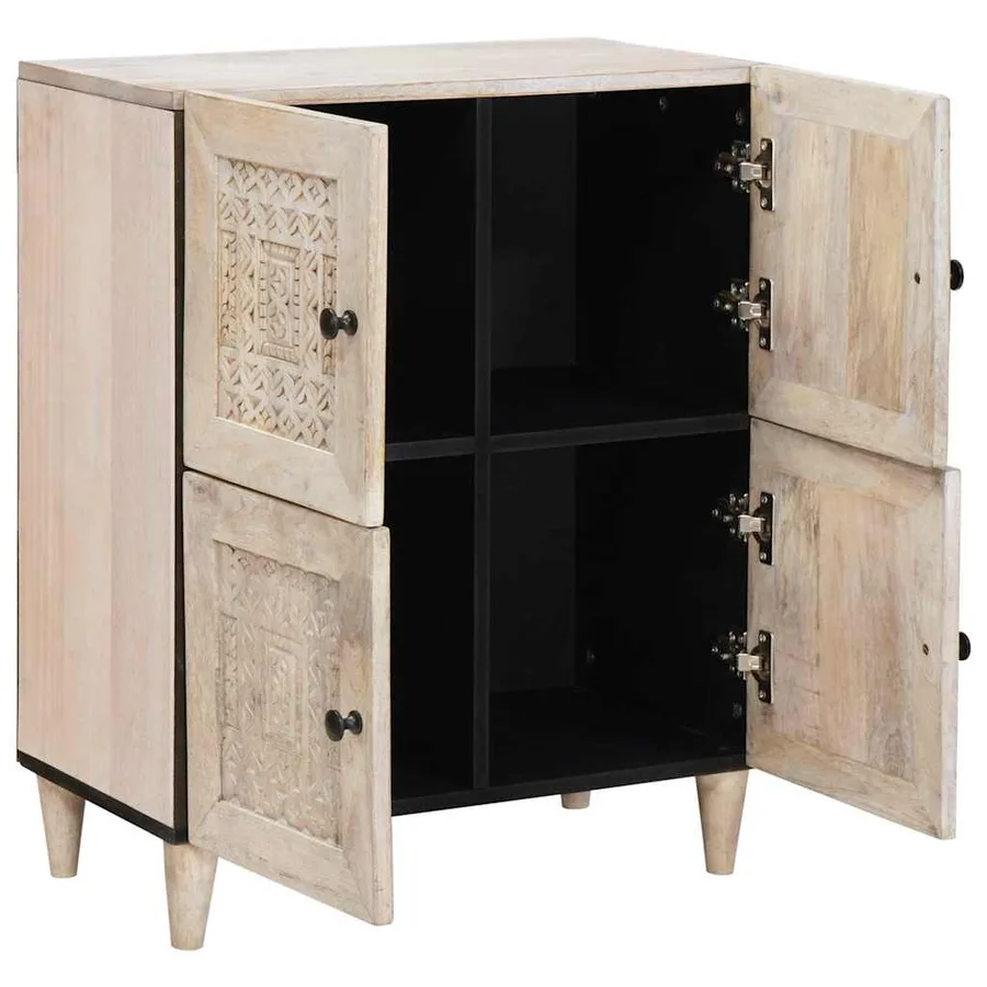 Buffet Blanc Blanchi 60 x 33 x 75 cm Bois de mangue massif - 2