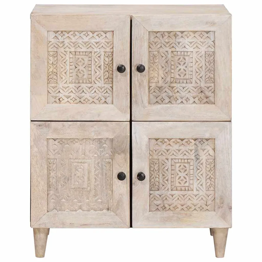 Buffet Blanc Blanchi 60 x 33 x 75 cm Bois de mangue massif - 3