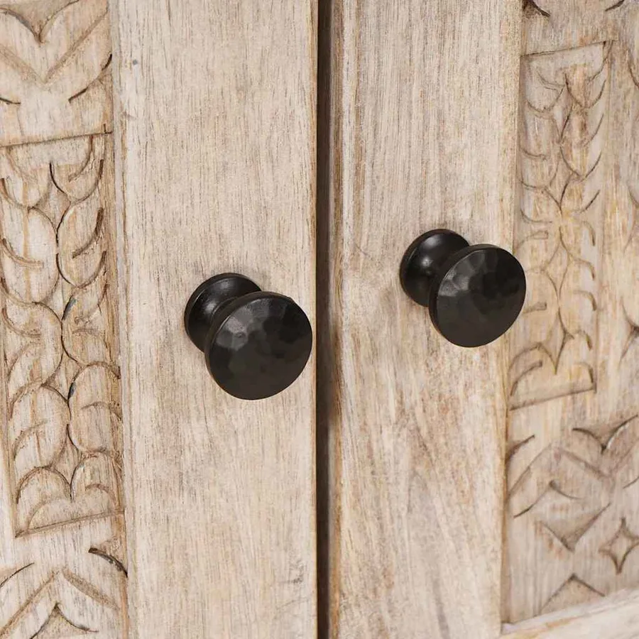 Buffet Blanc Blanchi 60 x 33 x 75 cm Bois de mangue massif - 7