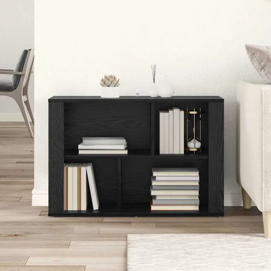 Buffet Chêne noir 80 x 30 x 53 cm Bois d'ingénierie - 4